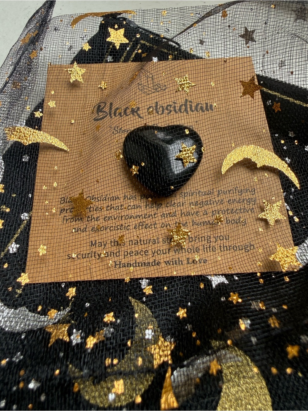 Celestial Goddess Gift Set with Pouch, Black Obsidian Heart, Bracelets, Earrings - Picture 6 of 9